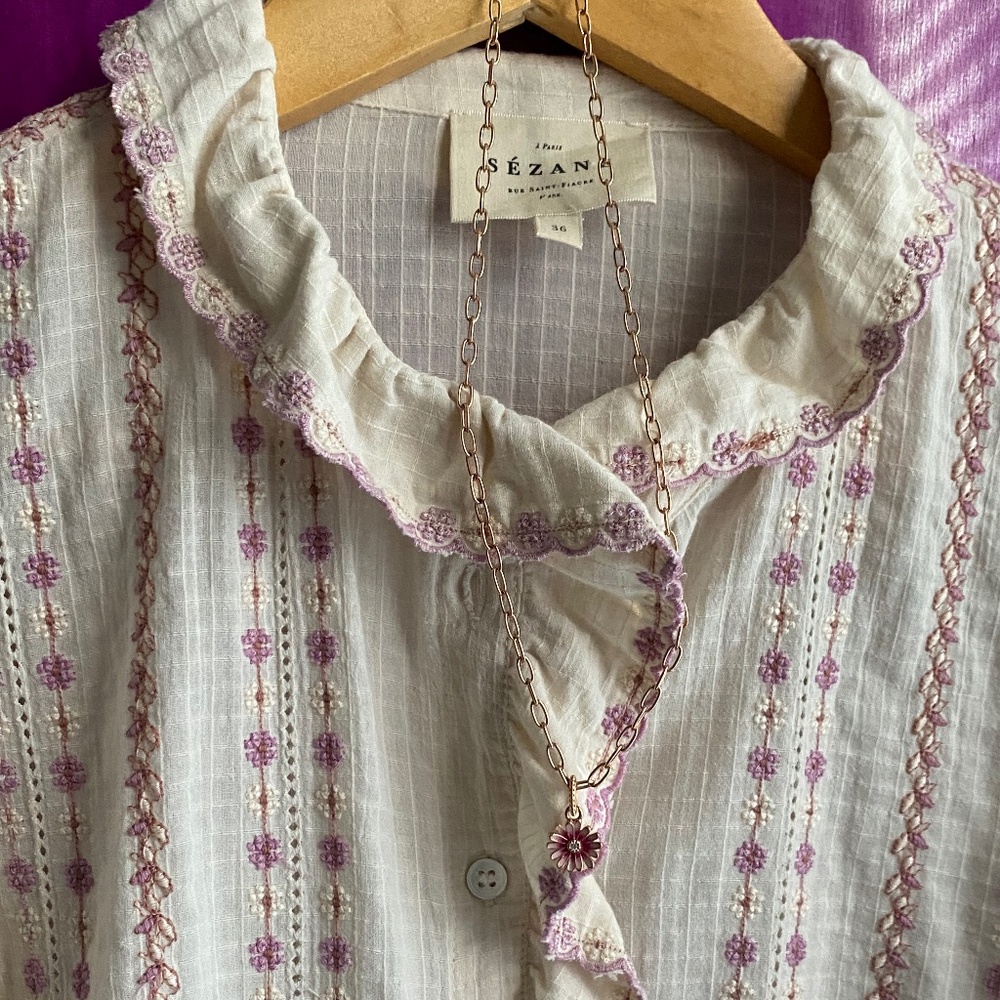 Sezane Embroidered Chlo Blouse  (EU 36/US 4)